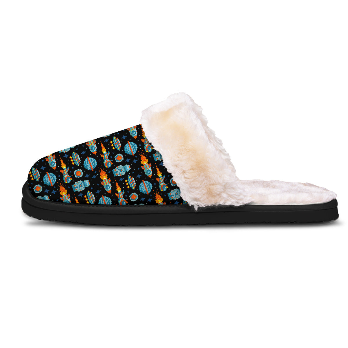 Pixel Art Space 8 Bit Print Pattern Slippers-grizzshop
