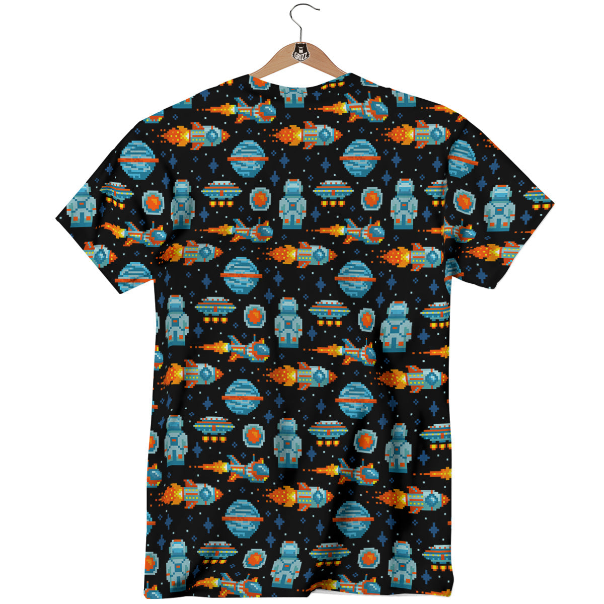 Pixel Art Space 8 Bit Print Pattern T-Shirt-grizzshop