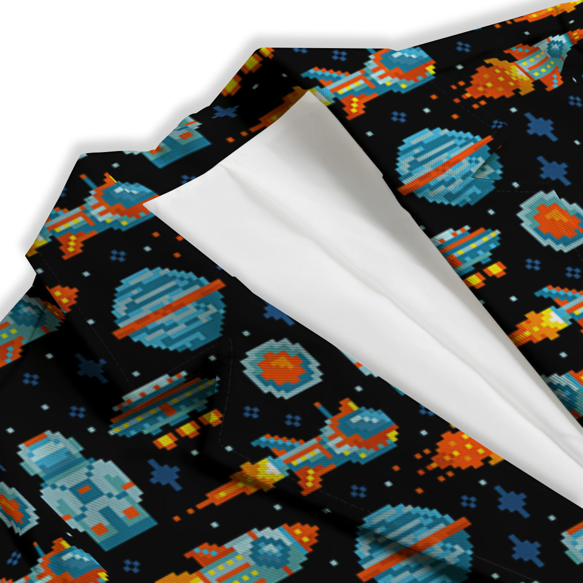 Pixel Art Space 8 Bit Print Pattern Women's Blazer-grizzshop