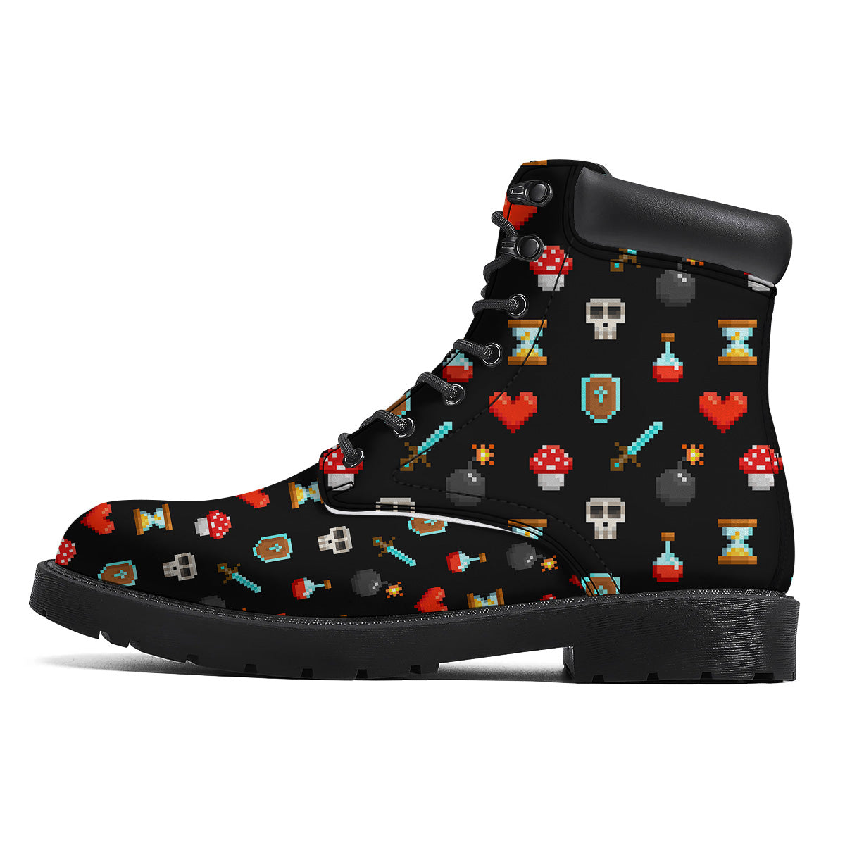 Pixel Graphics Game Icons Print Pattern Boots-grizzshop