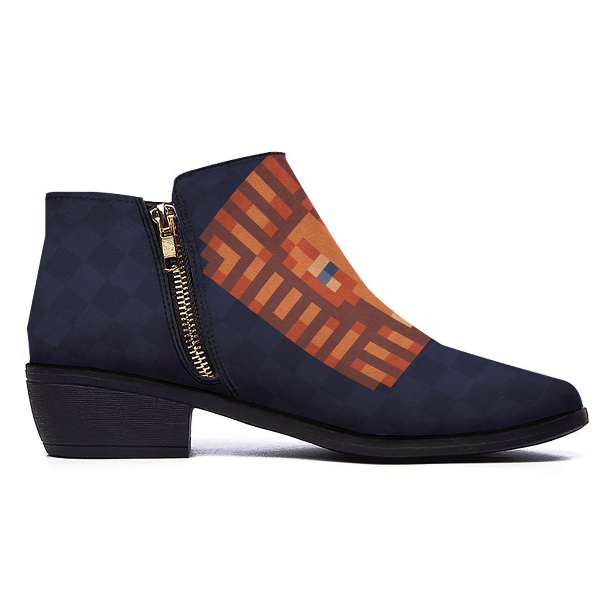 Pixel Leo Print Ankle Boots-grizzshop