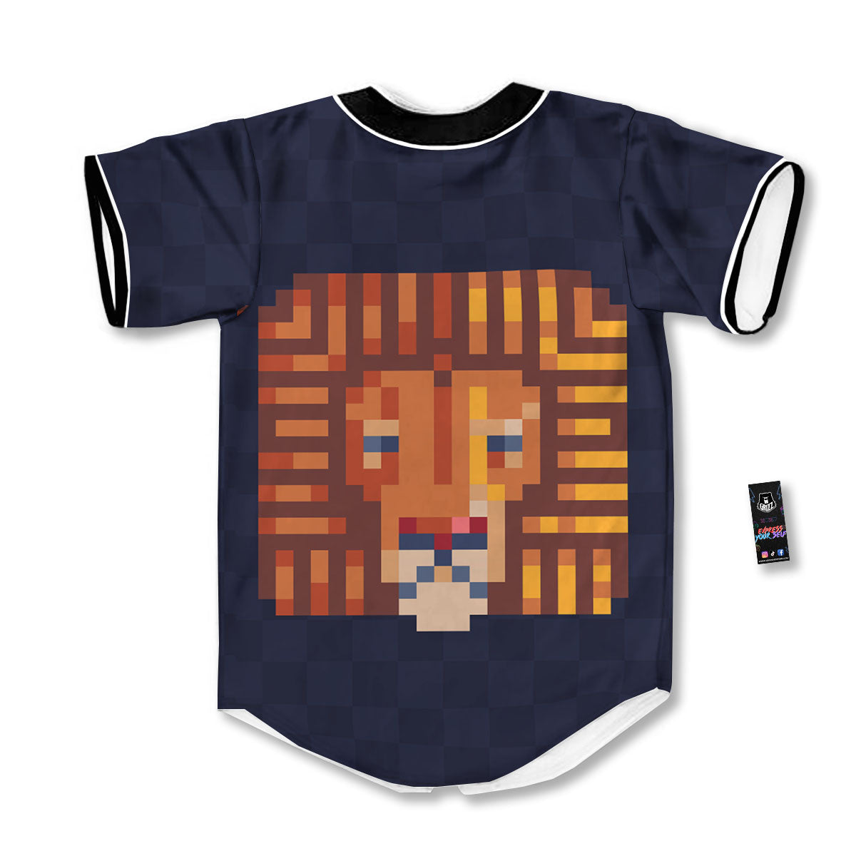 Pixel Leo Print Baseball Jersey-grizzshop