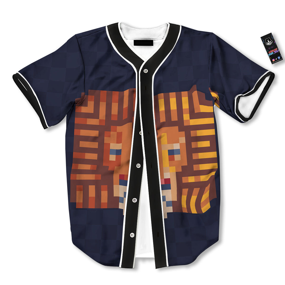Pixel Leo Print Baseball Jersey-grizzshop