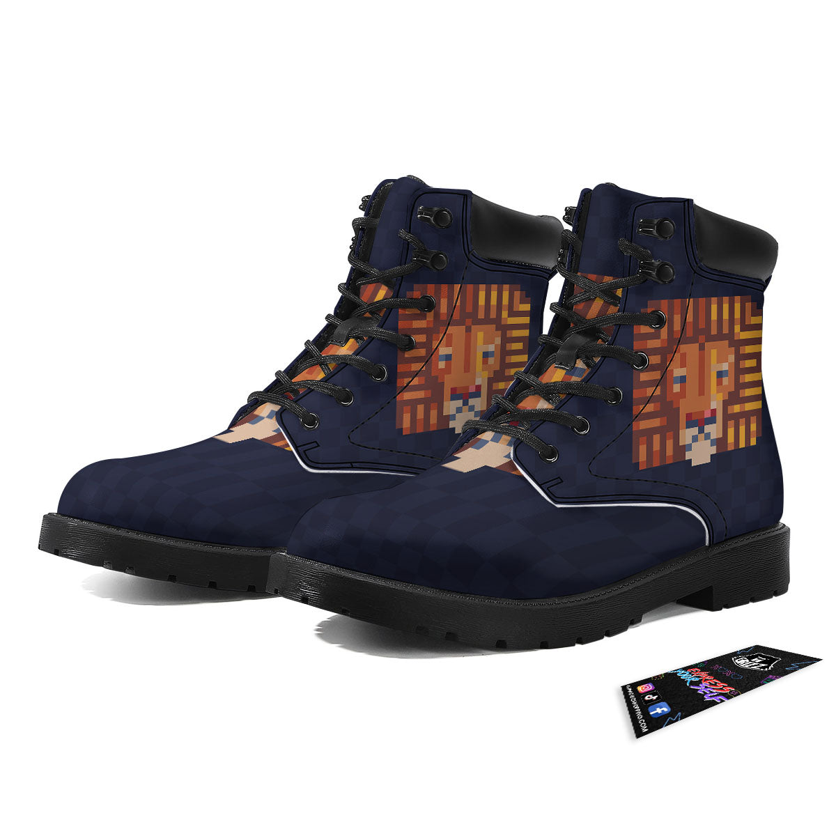 Pixel Leo Print Boots-grizzshop