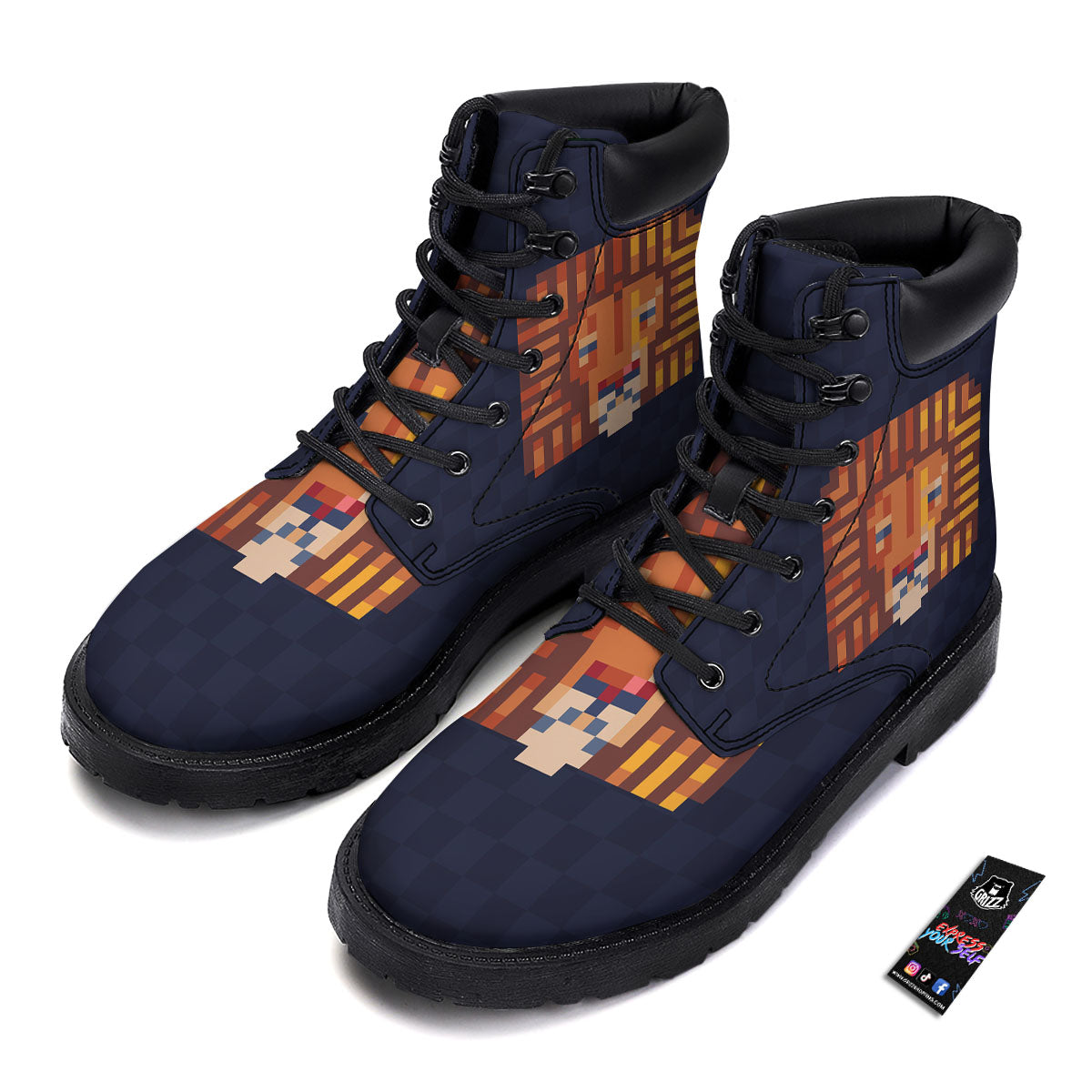 Pixel Leo Print Boots-grizzshop