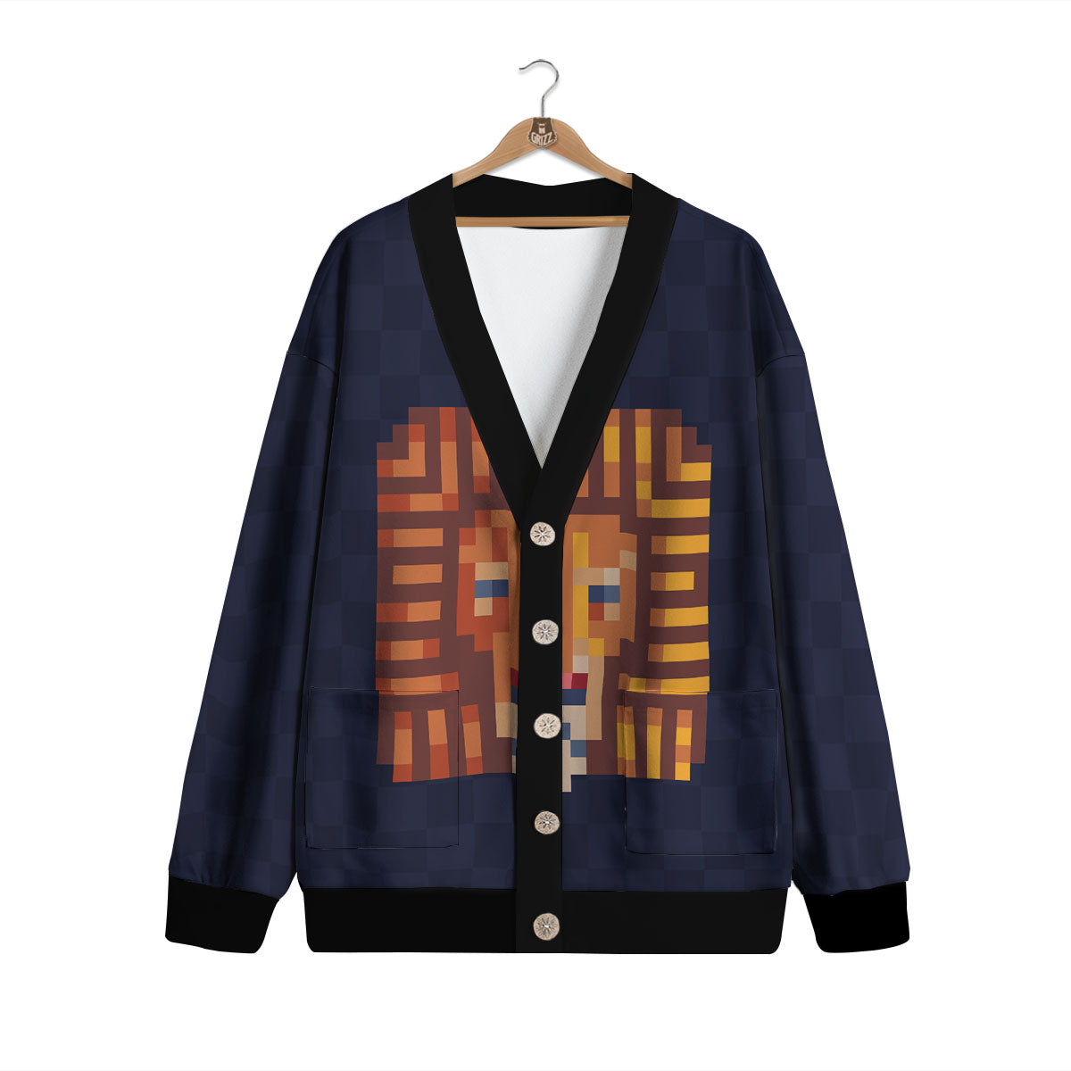 Pixel Leo Print Cardigan-grizzshop