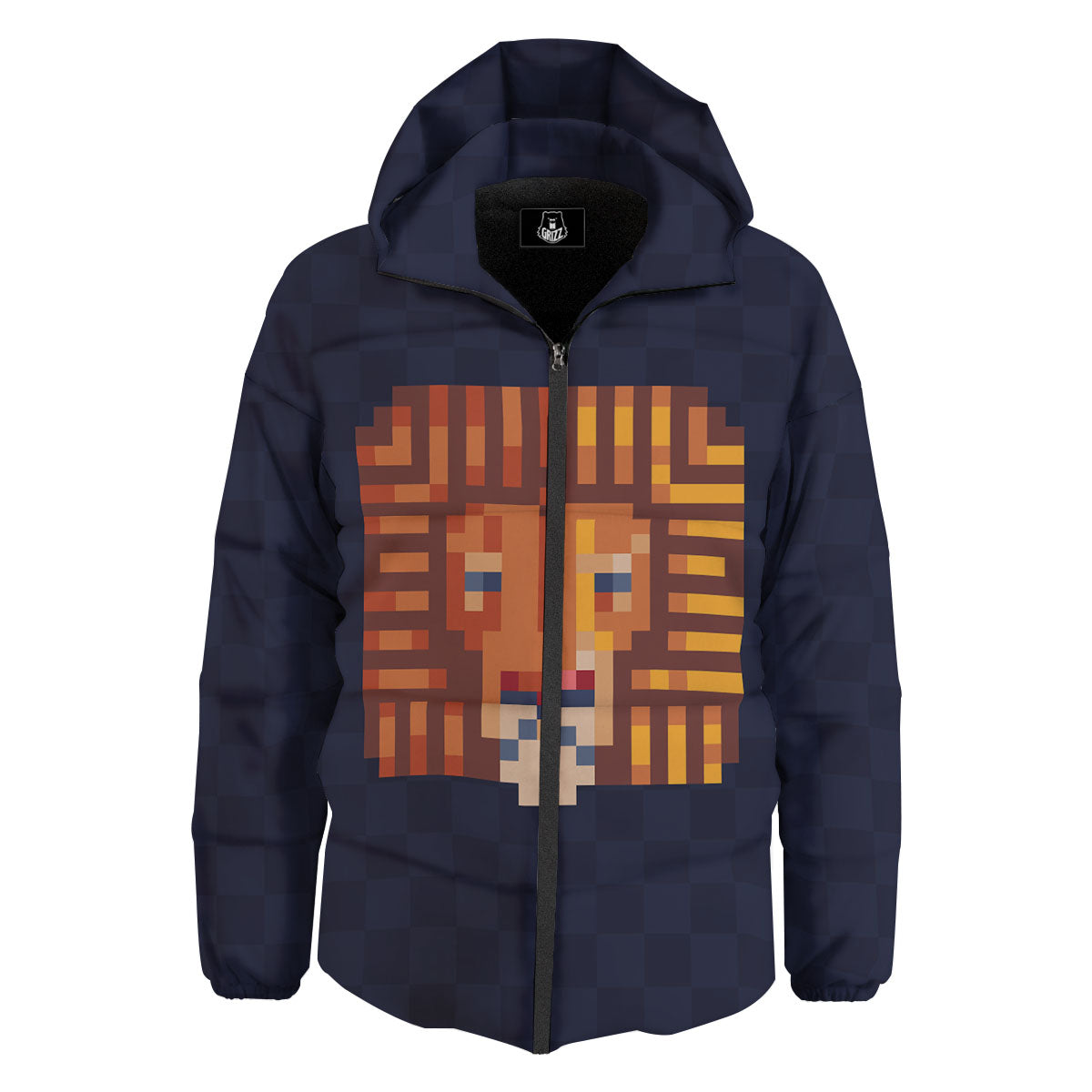 Pixel Leo Print Down Jacket-grizzshop