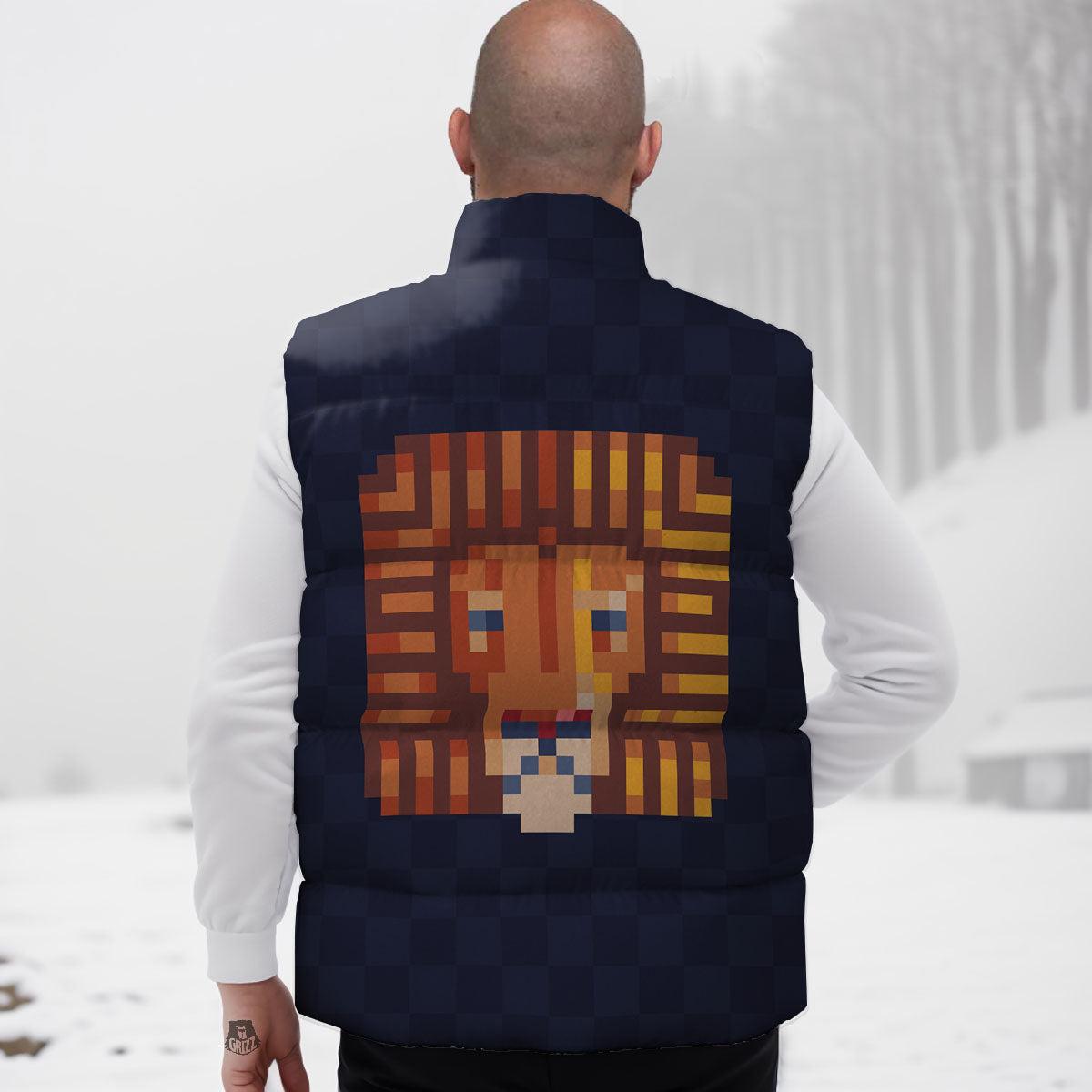 Pixel Leo Print Down Vest-grizzshop