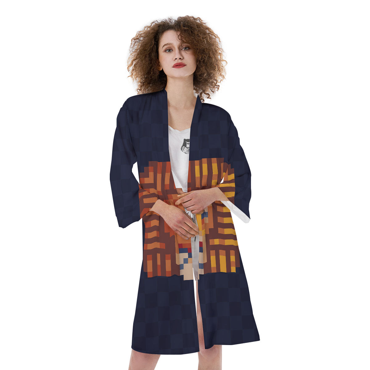 Pixel Leo Print Kimono-grizzshop