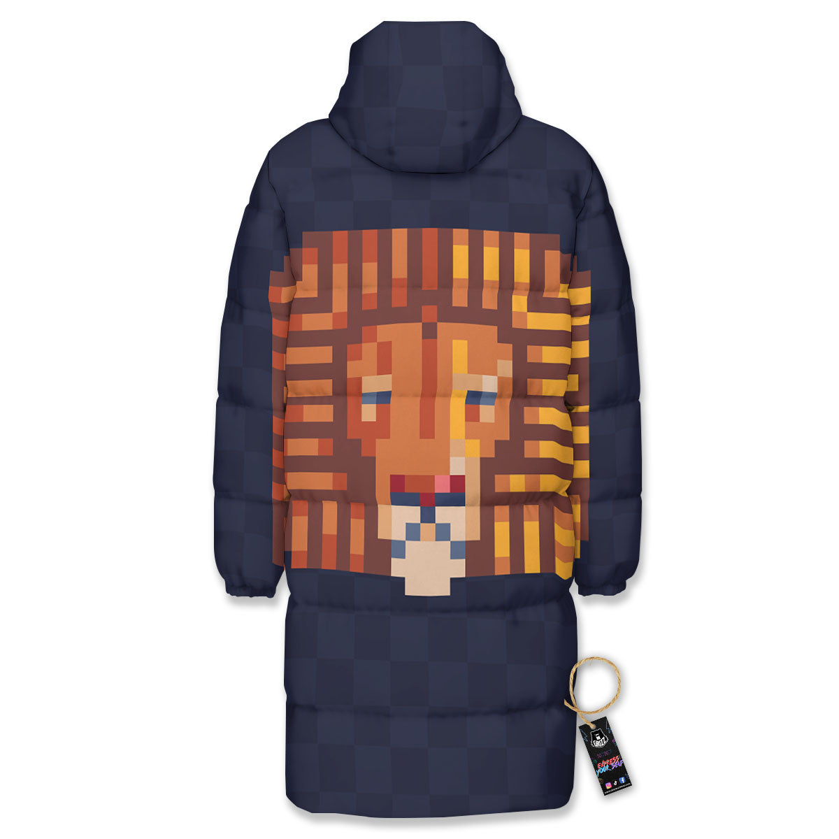 Pixel Leo Print Long Down Jacket-grizzshop