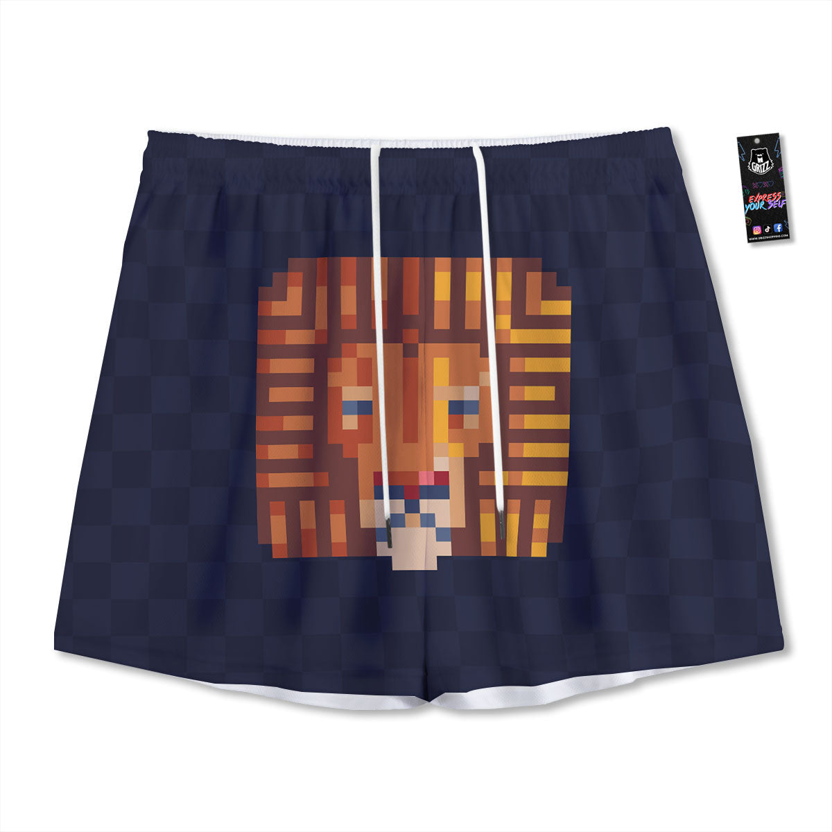 Pixel Leo Print Mesh Shorts-grizzshop
