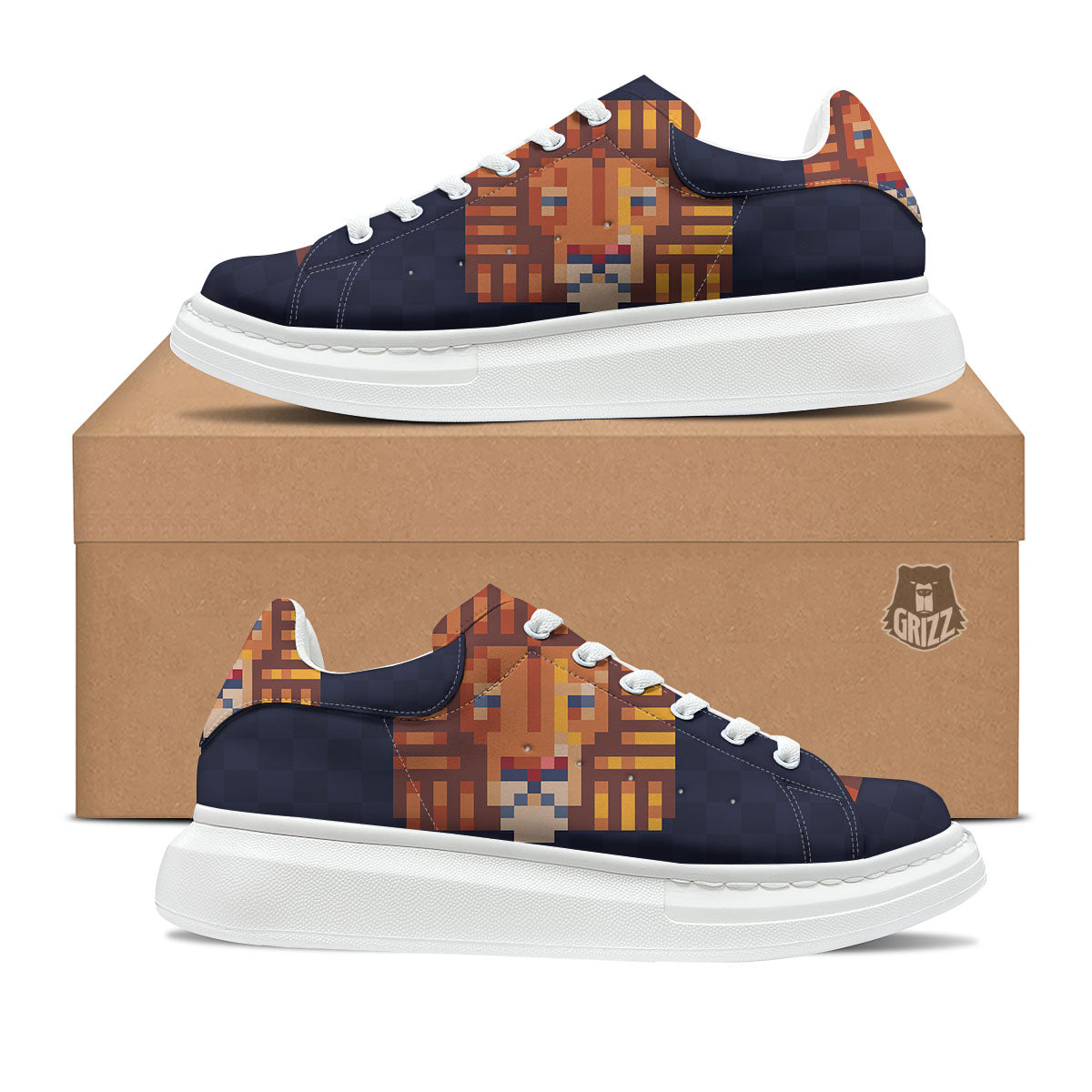 Pixel Leo Print Platform Shoes-grizzshop