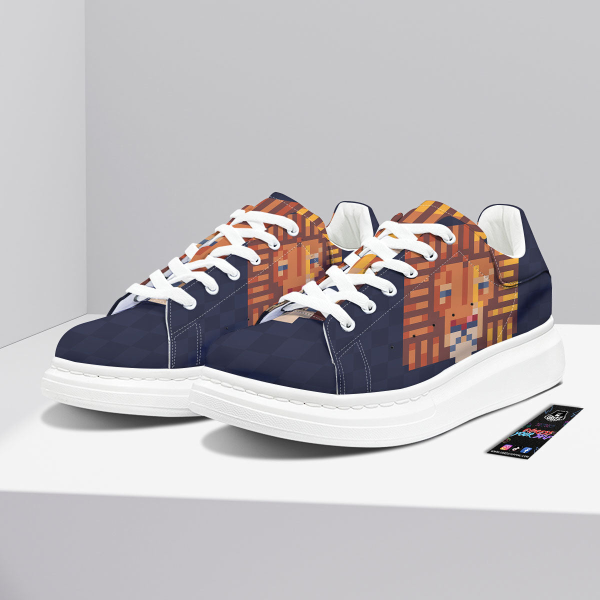 Pixel Leo Print Platform Shoes-grizzshop