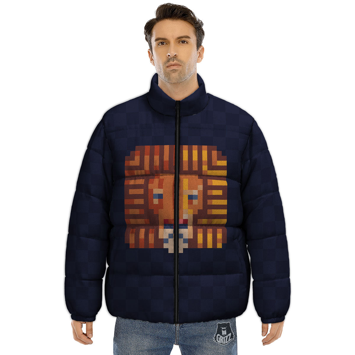 Pixel Leo Print Puffer Jacket-grizzshop