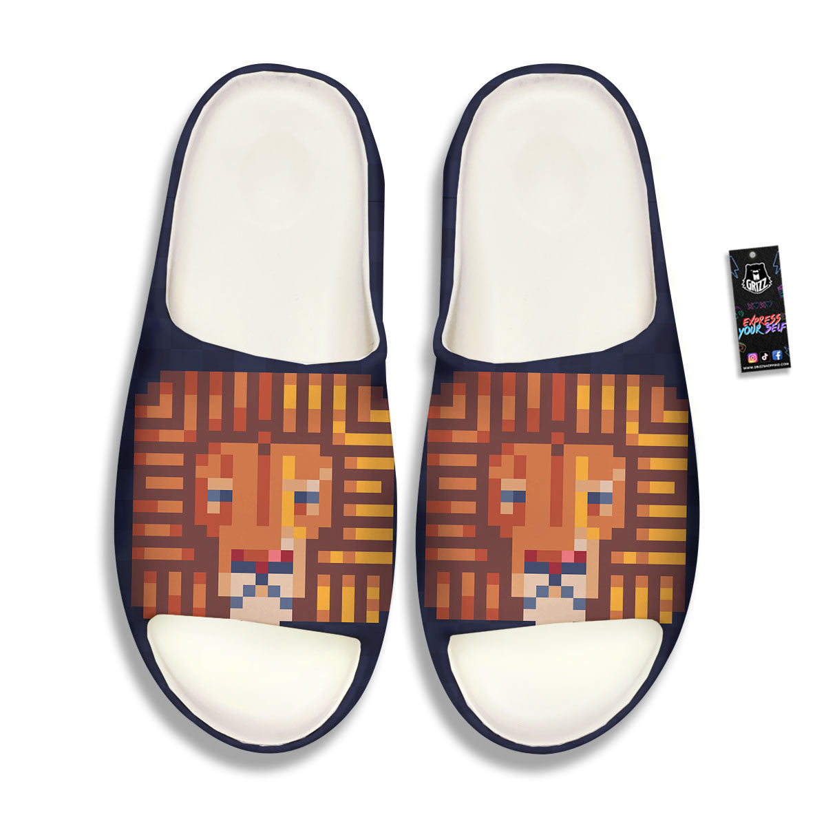 Pixel Leo Print Sandals-grizzshop