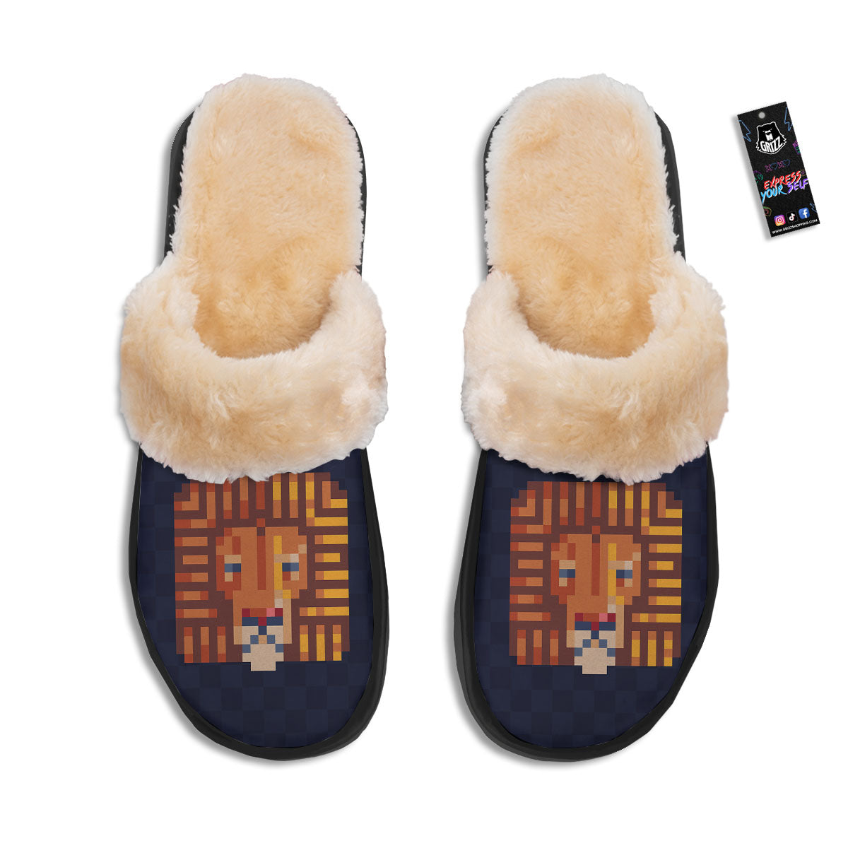 Pixel Leo Print Slippers-grizzshop