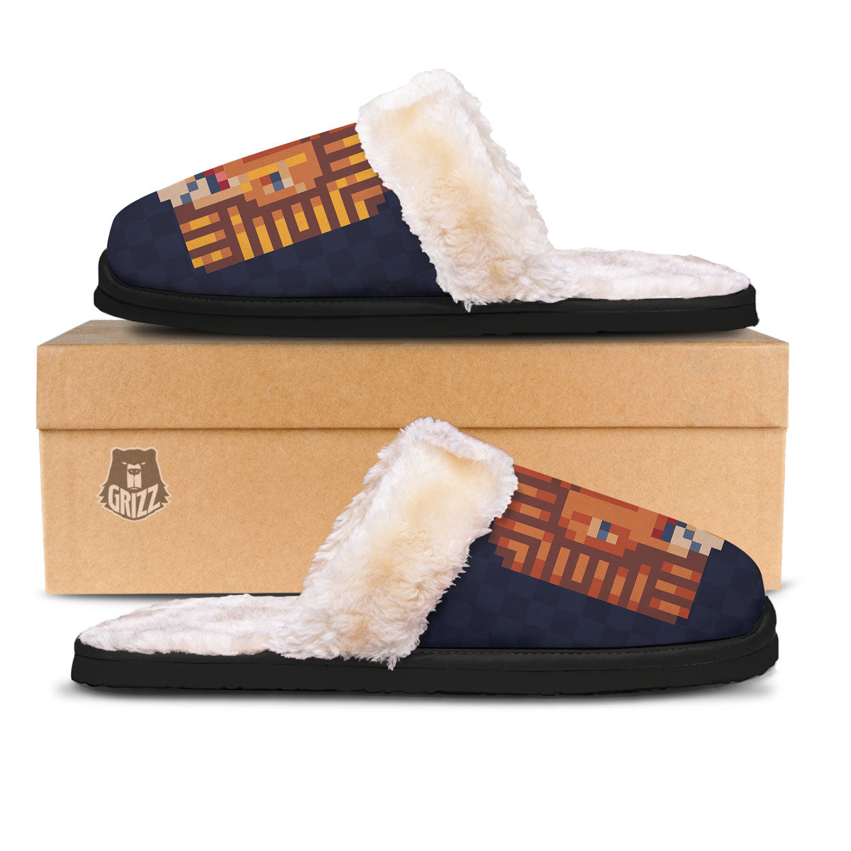 Pixel Leo Print Slippers-grizzshop