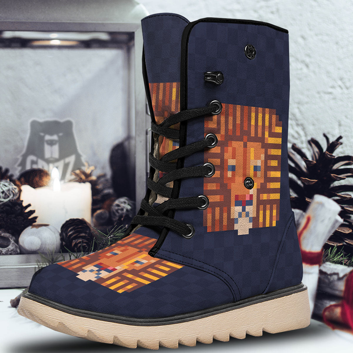 Pixel Leo Print Snow Boots-grizzshop