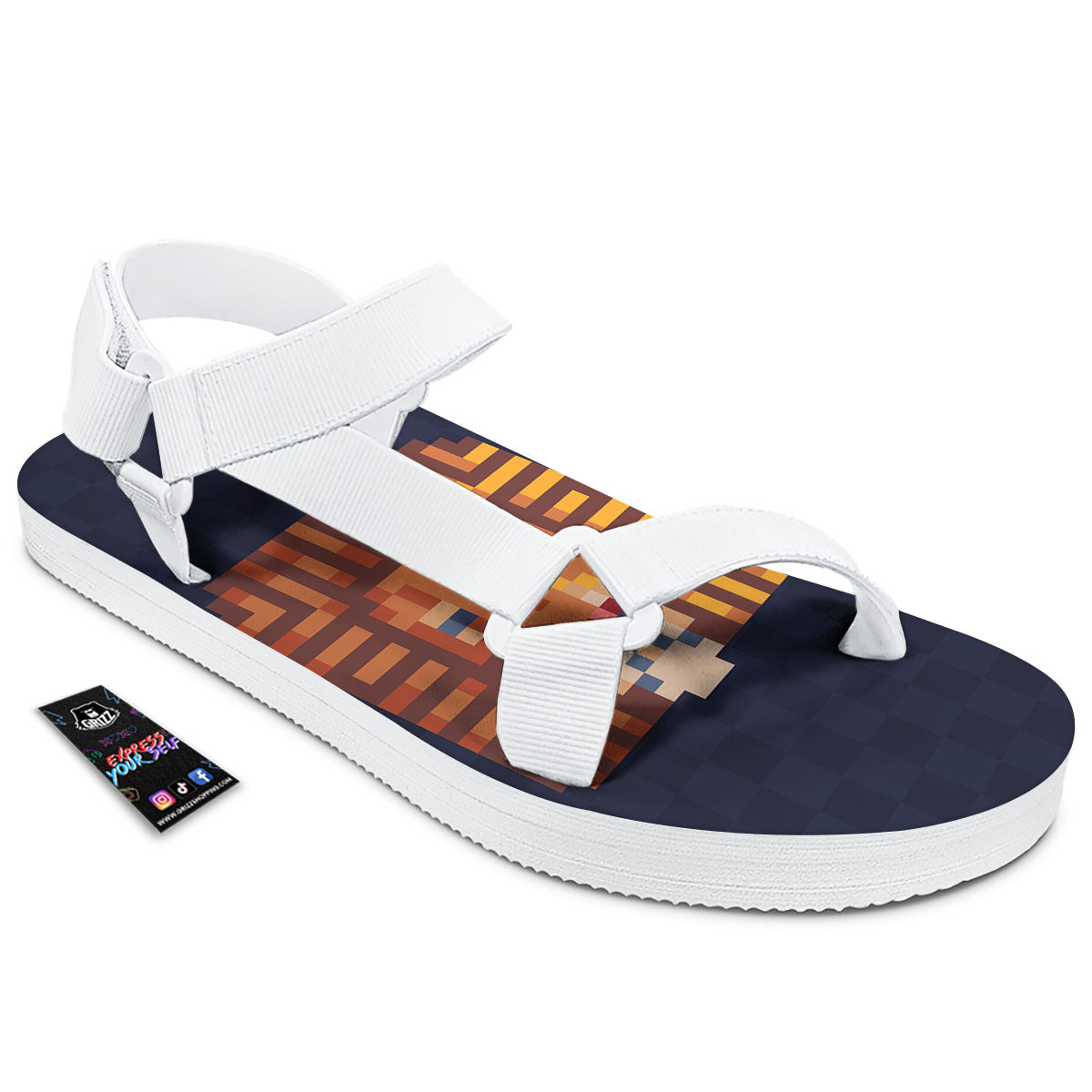 Pixel Leo Print White Open Toe Sandals-grizzshop