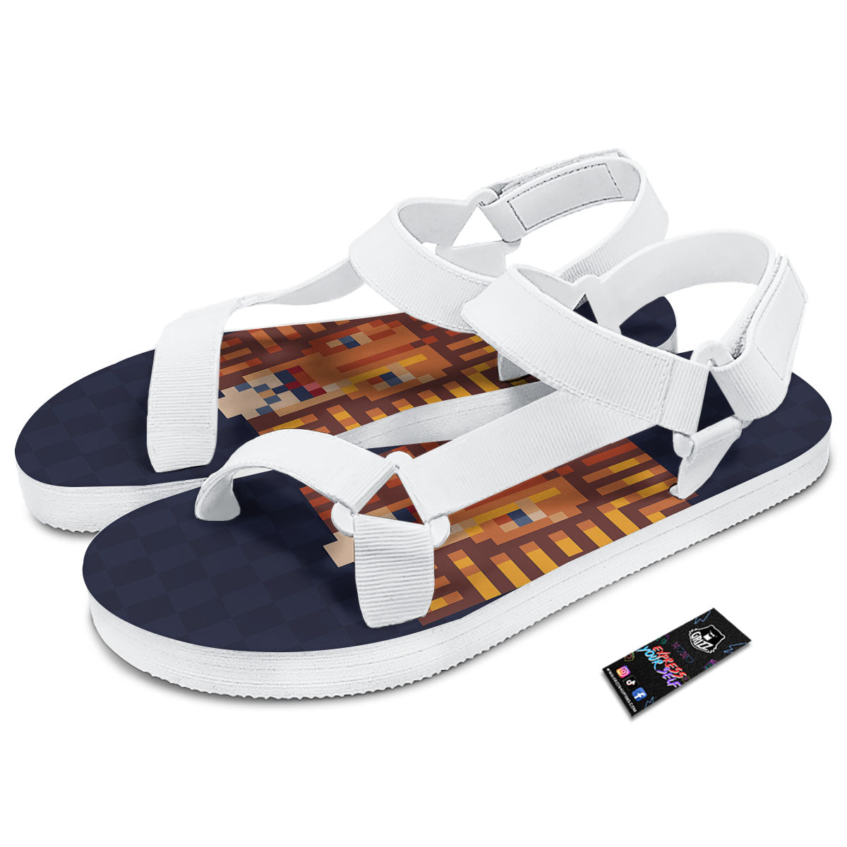 Pixel Leo Print White Open Toe Sandals-grizzshop