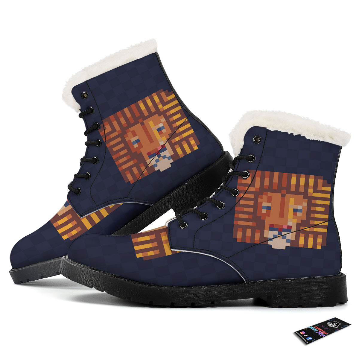 Pixel Leo Print Winter Boots-grizzshop
