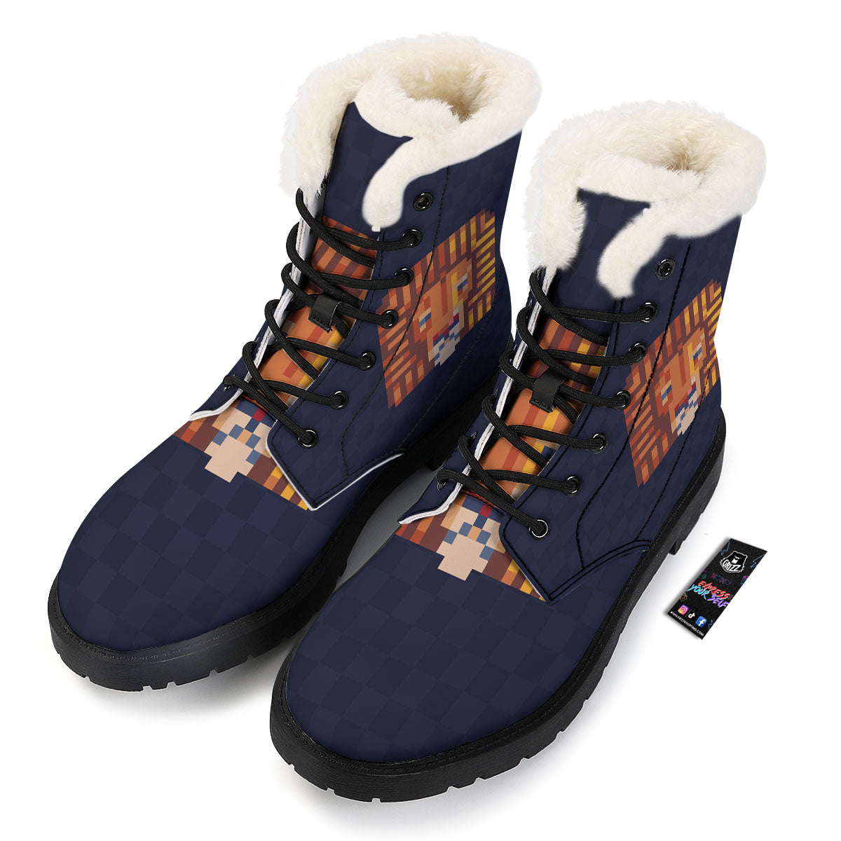 Pixel Leo Print Winter Boots-grizzshop