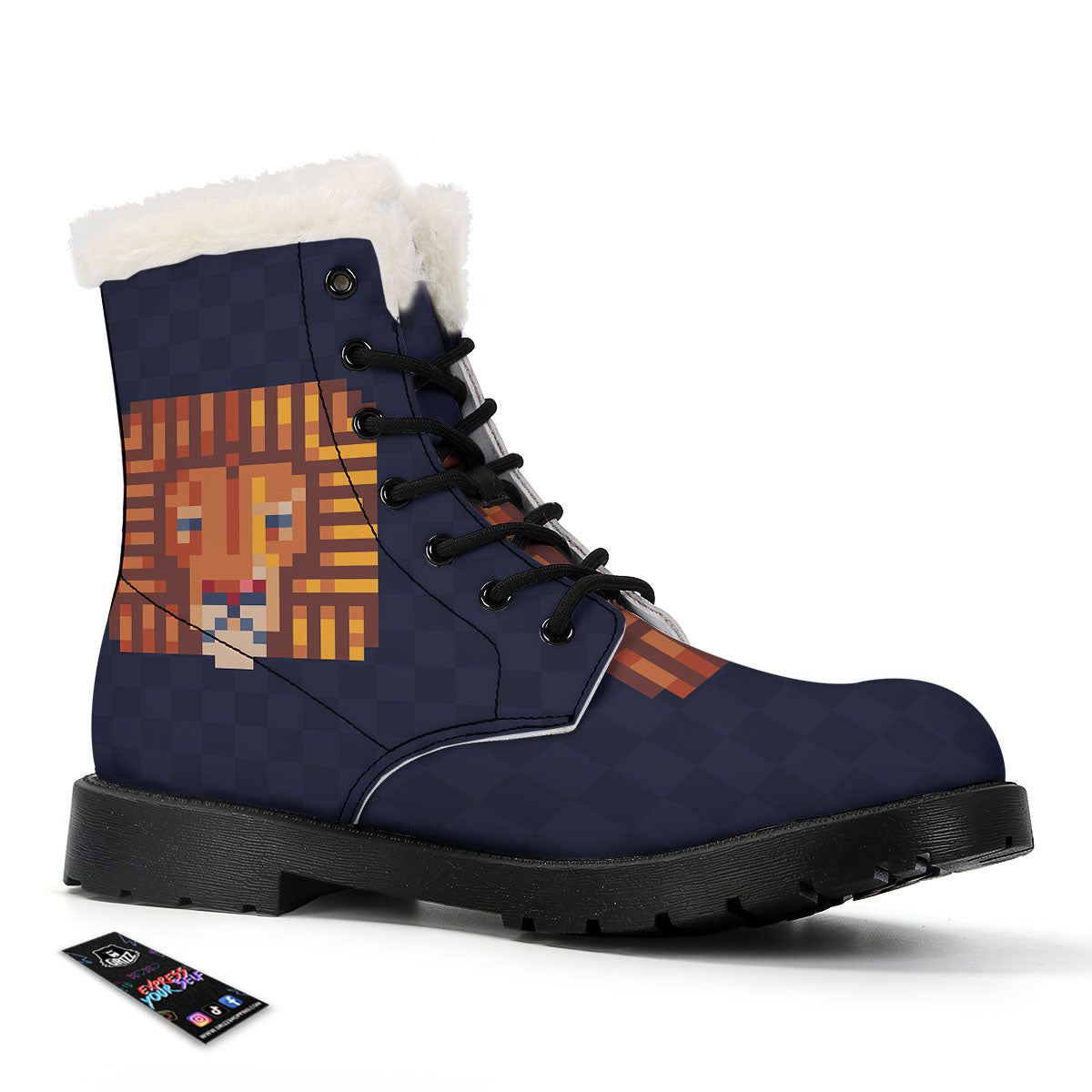 Pixel Leo Print Winter Boots-grizzshop