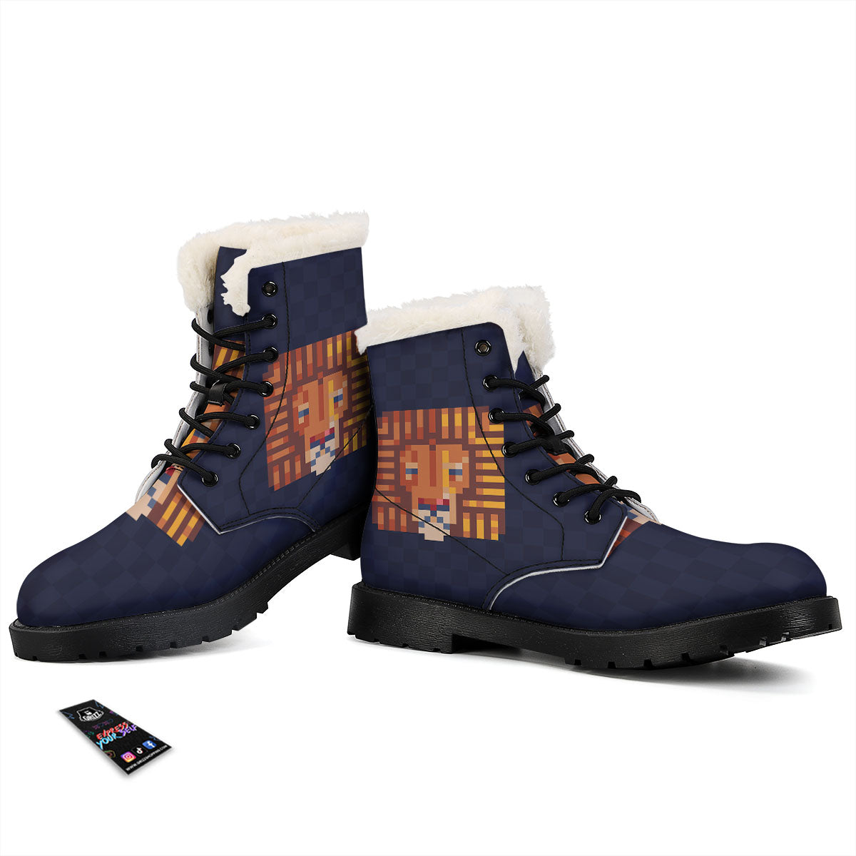 Pixel Leo Print Winter Boots-grizzshop