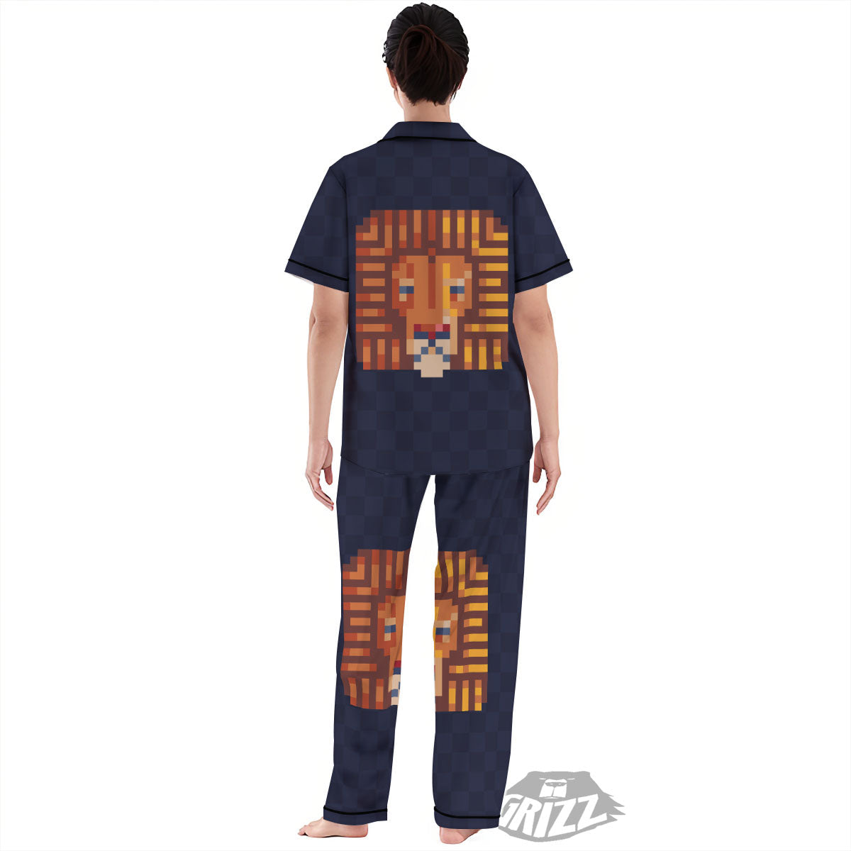Pixel Leo Print Women's Pajamas Set-grizzshop