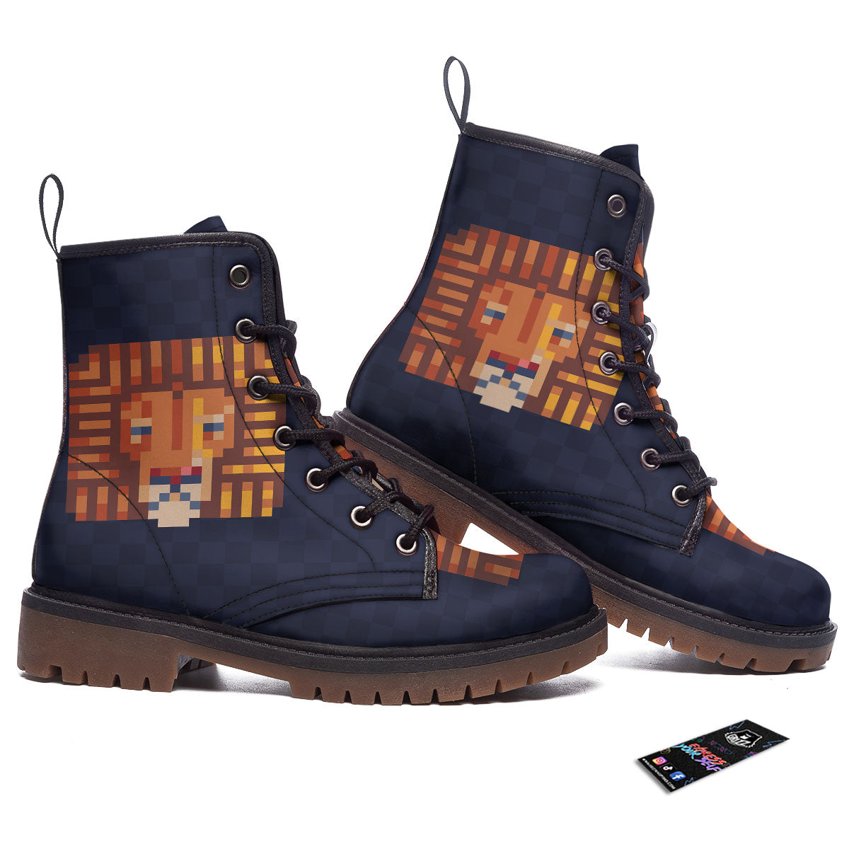 Pixel Leo Print Work Boots-grizzshop