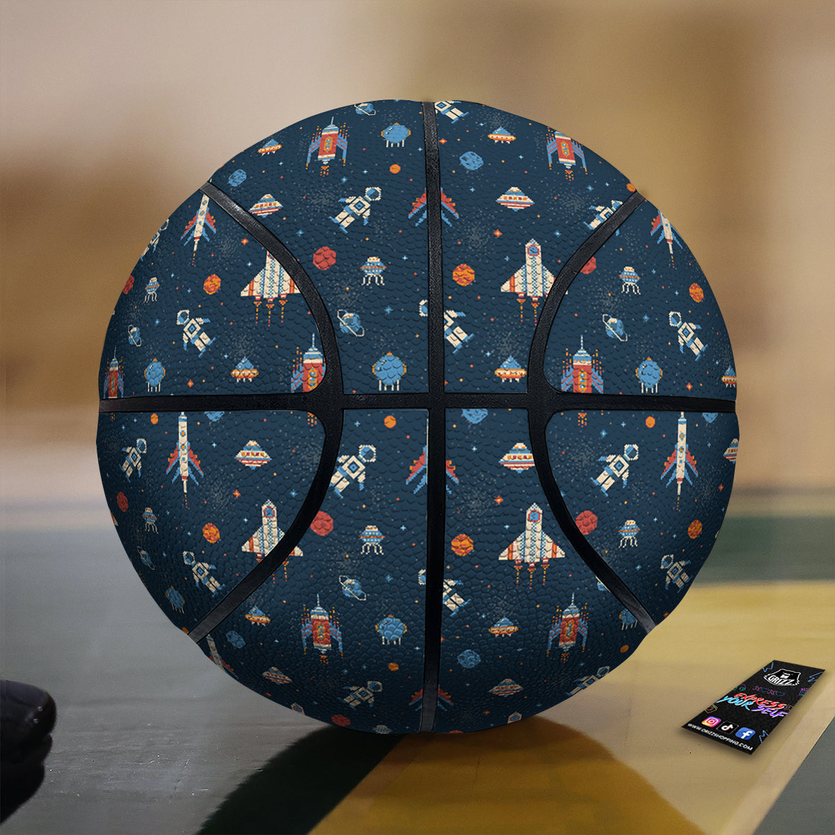 Pixel Space And Astronaut Print Pattern Basketball-grizzshop