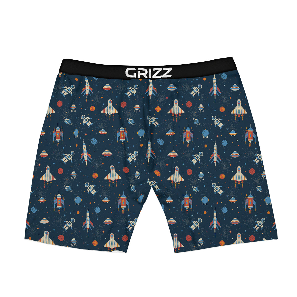 Pixel Space And Astronaut Print Pattern Boxer Briefs-grizzshop