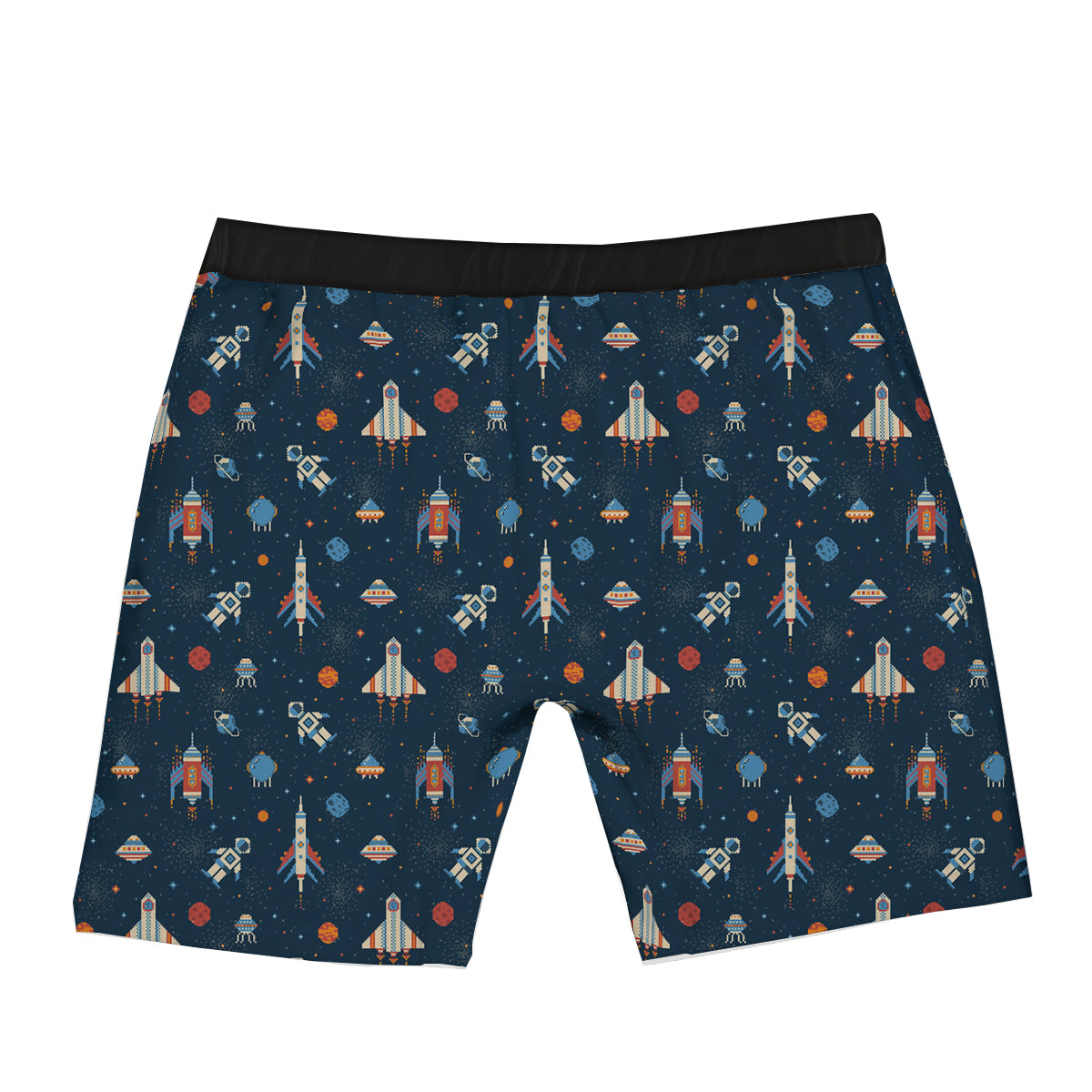 Pixel Space And Astronaut Print Pattern Boxer Briefs-grizzshop