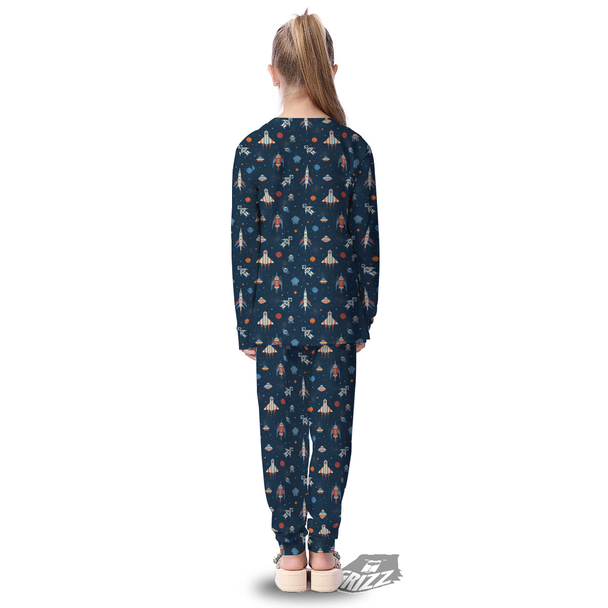 Pixel Space And Astronaut Print Pattern Kid's Pajamas-grizzshop