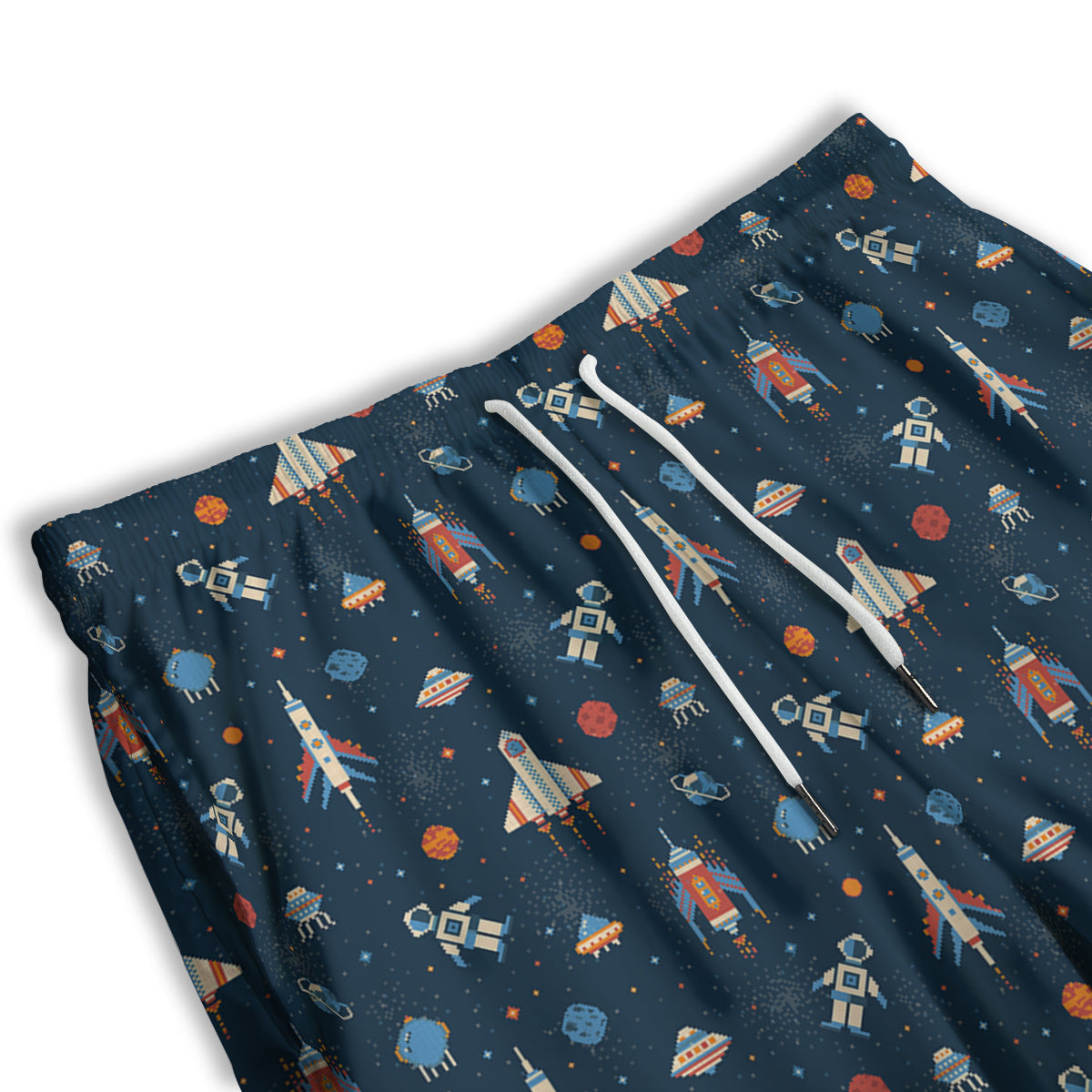 Pixel Space And Astronaut Print Pattern Men's Athletic Shorts