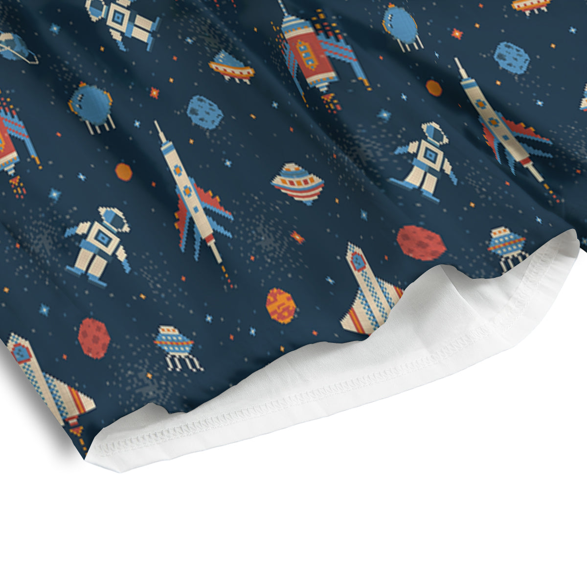 Pixel Space And Astronaut Print Pattern Men's Athletic Shorts