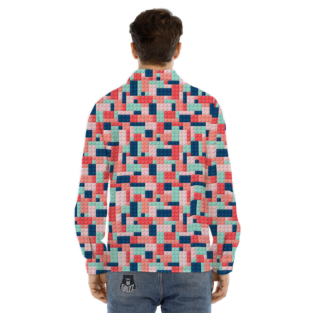 Pixel Space And Astronaut Print Pattern Men's Dress Shirts-grizzshop