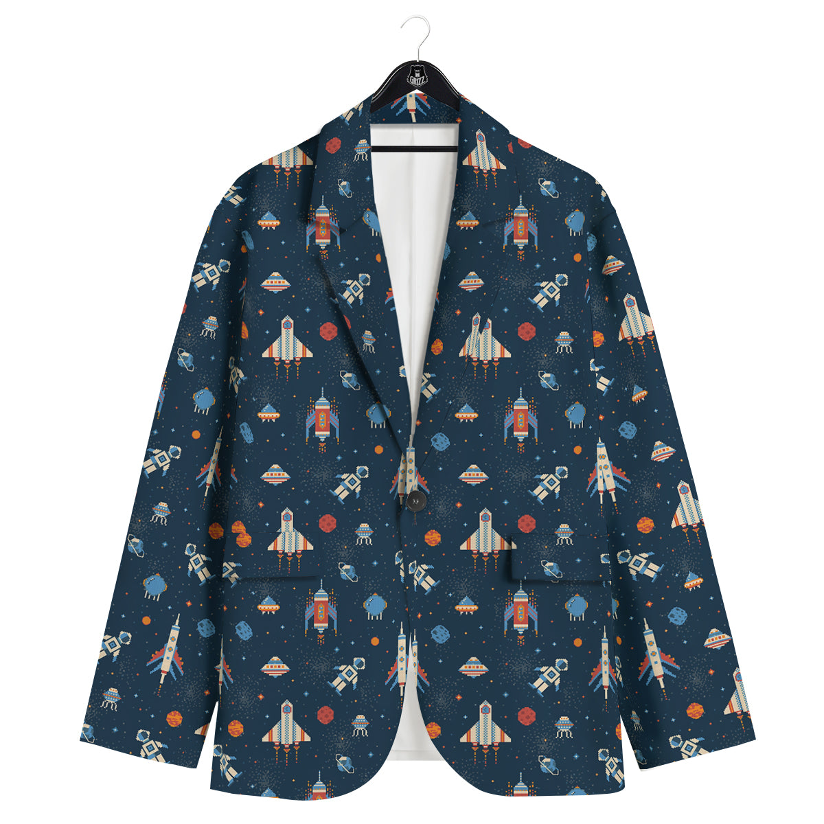 Pixel Space And Astronaut Print Pattern Men's Sport Coat-grizzshop