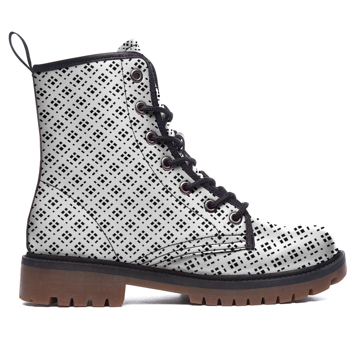 Pixel White And Black Print Pattern Work Boots-grizzshop