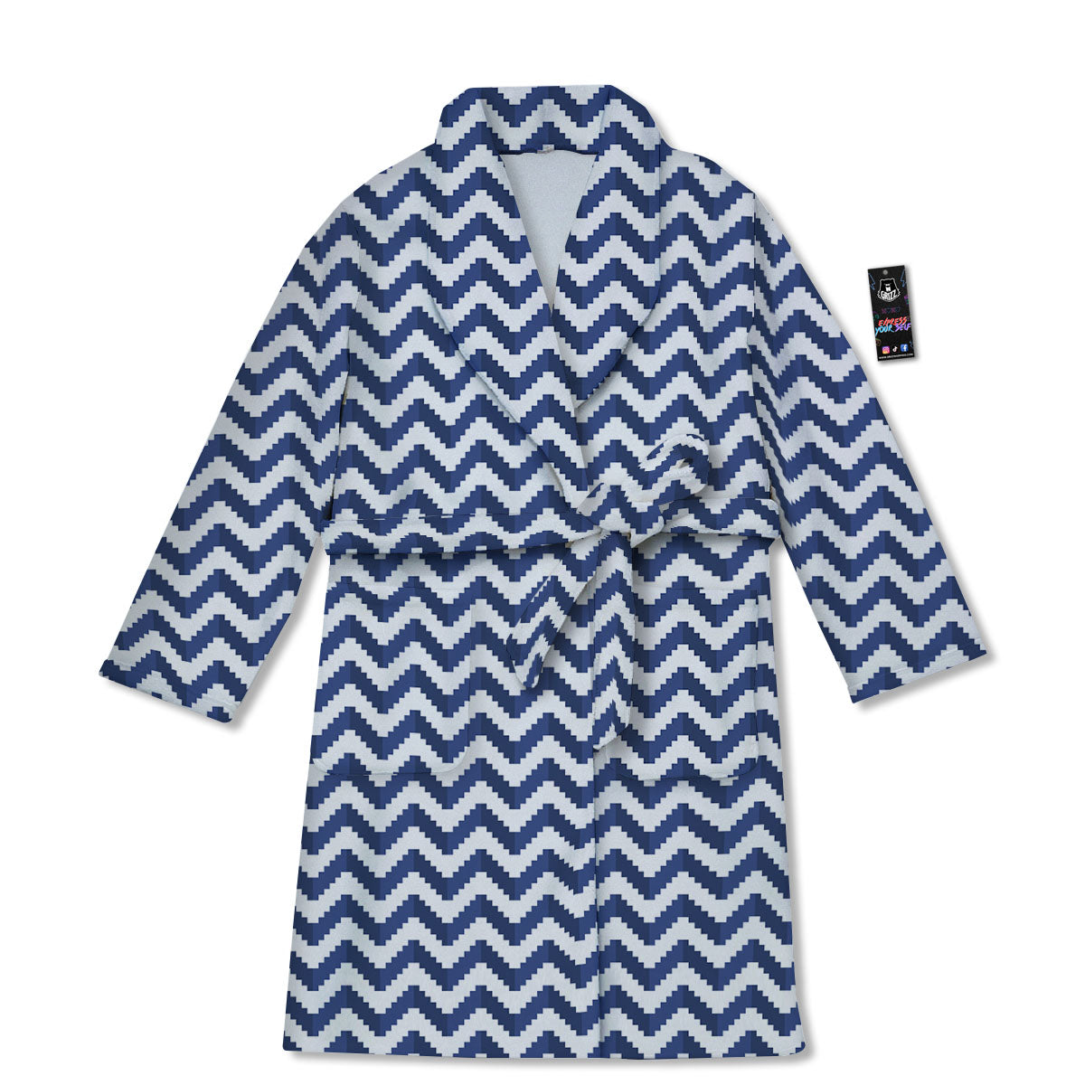 Pixel Zigzag Print Pattern Bathrobe-grizzshop