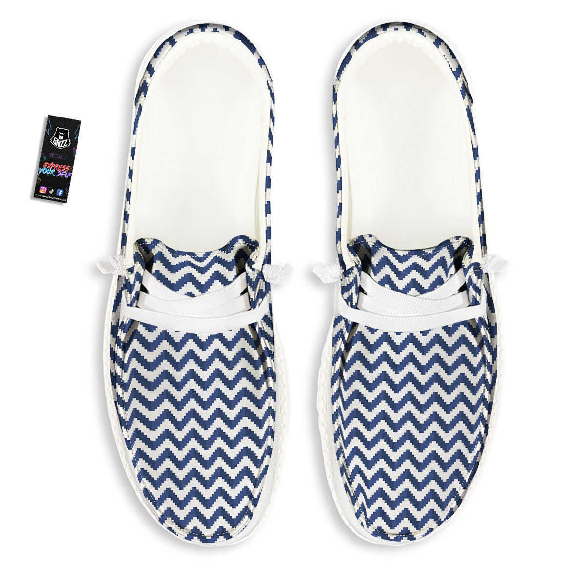 Pixel Zigzag Print Pattern Black Loafers-grizzshop