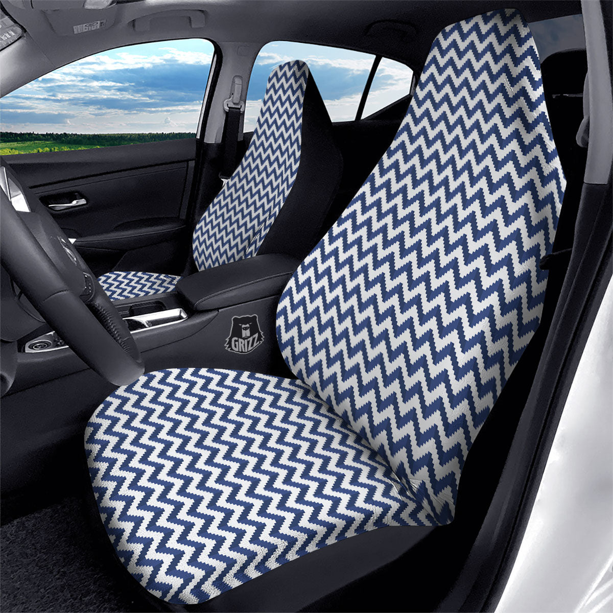 Pixel Zigzag Print Pattern Car Seat Covers-grizzshop