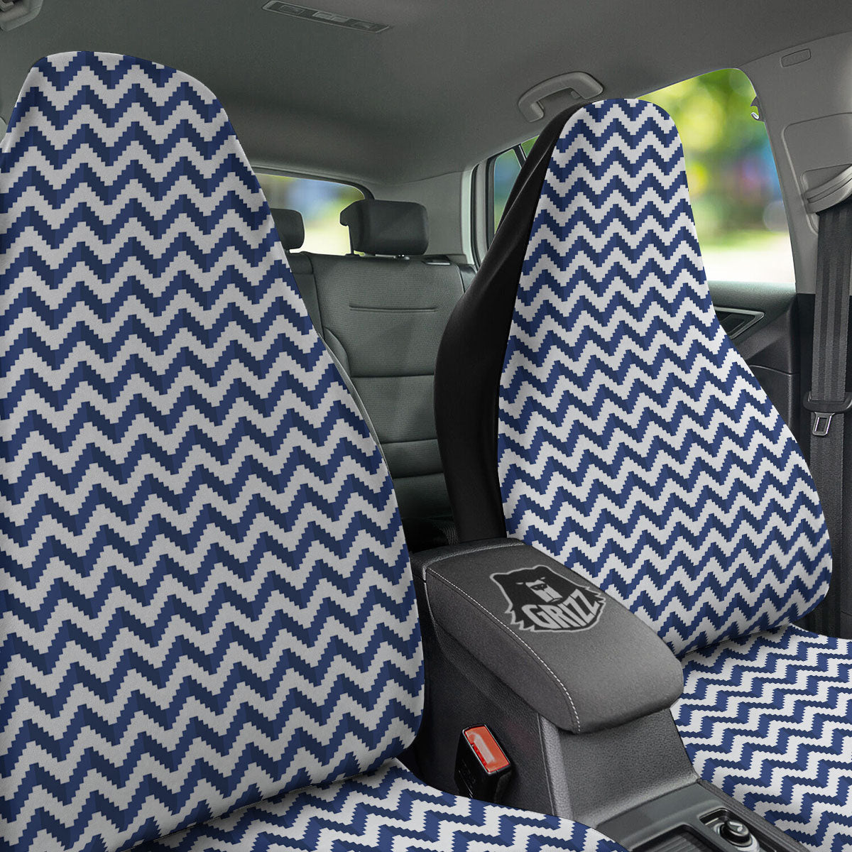 Pixel Zigzag Print Pattern Car Seat Covers-grizzshop