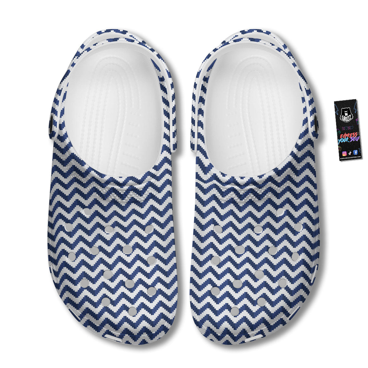 Pixel Zigzag Print Pattern Clog-grizzshop