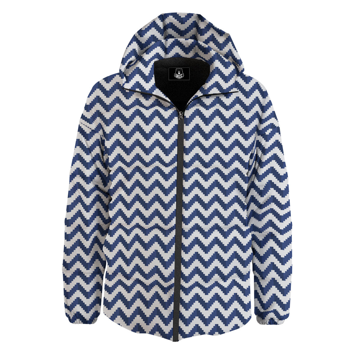Pixel Zigzag Print Pattern Down Jacket-grizzshop