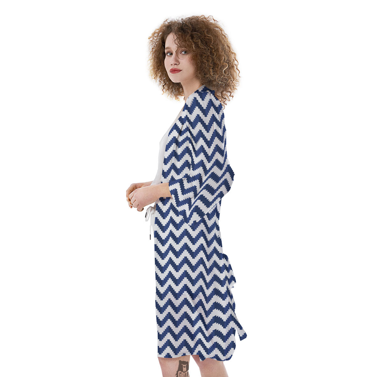 Pixel Zigzag Print Pattern Kimono-grizzshop