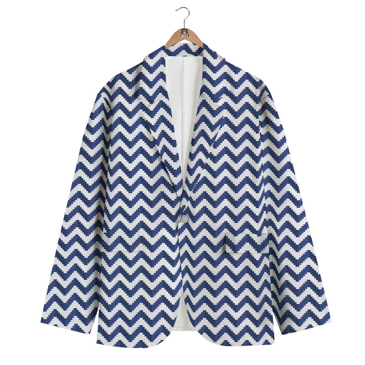 Pixel Zigzag Print Pattern Men's Blazer-grizzshop