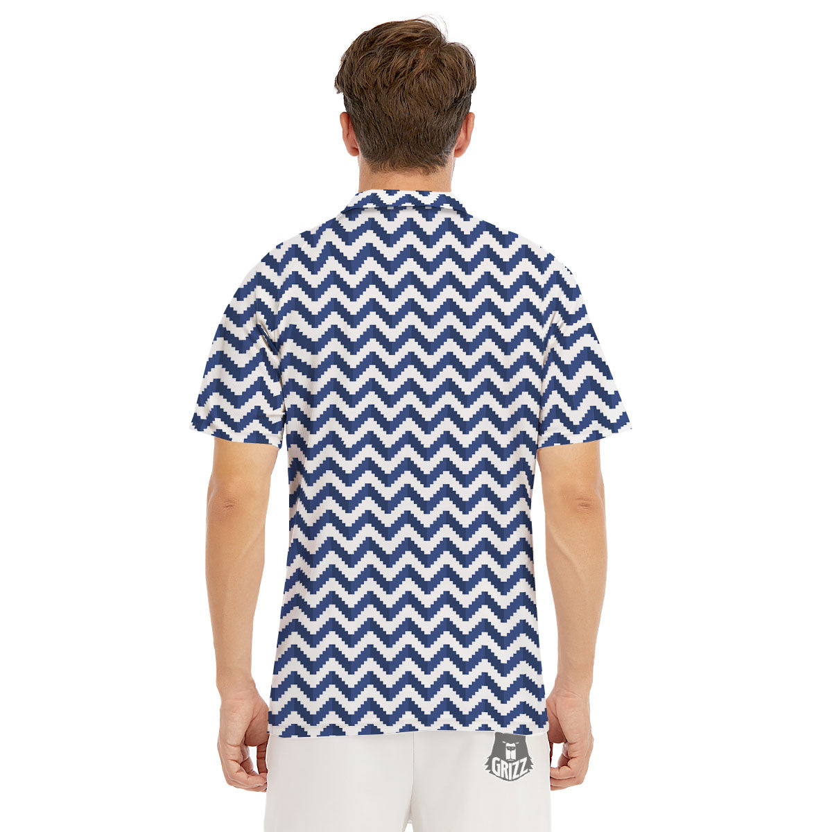 Pixel Zigzag Print Pattern Men's Golf Shirts-grizzshop