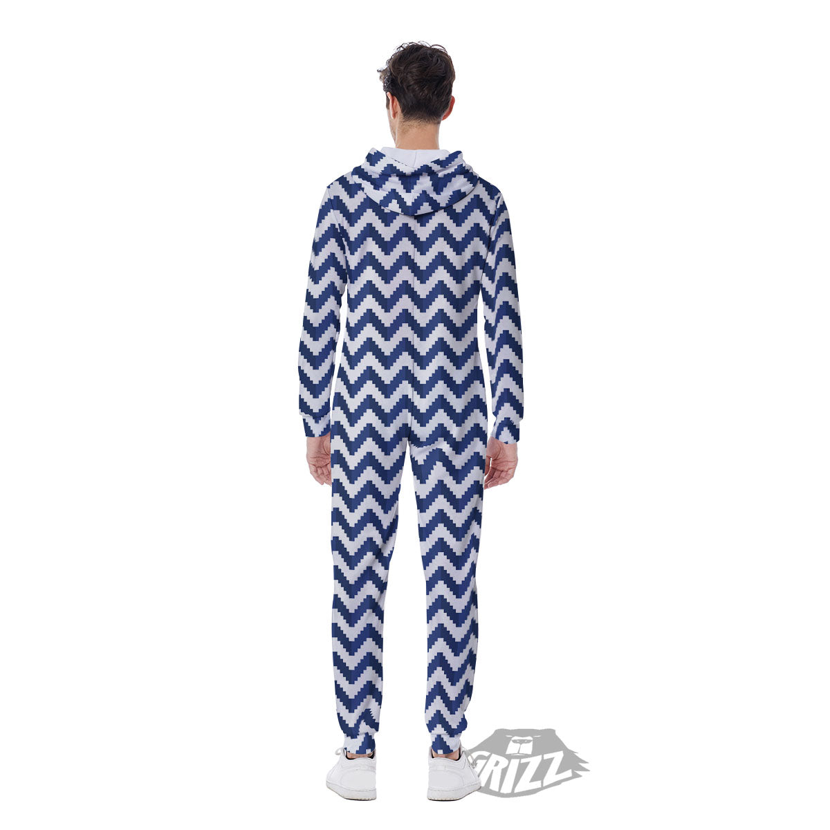 Pixel Zigzag Print Pattern Men's Jumpsuit-grizzshop