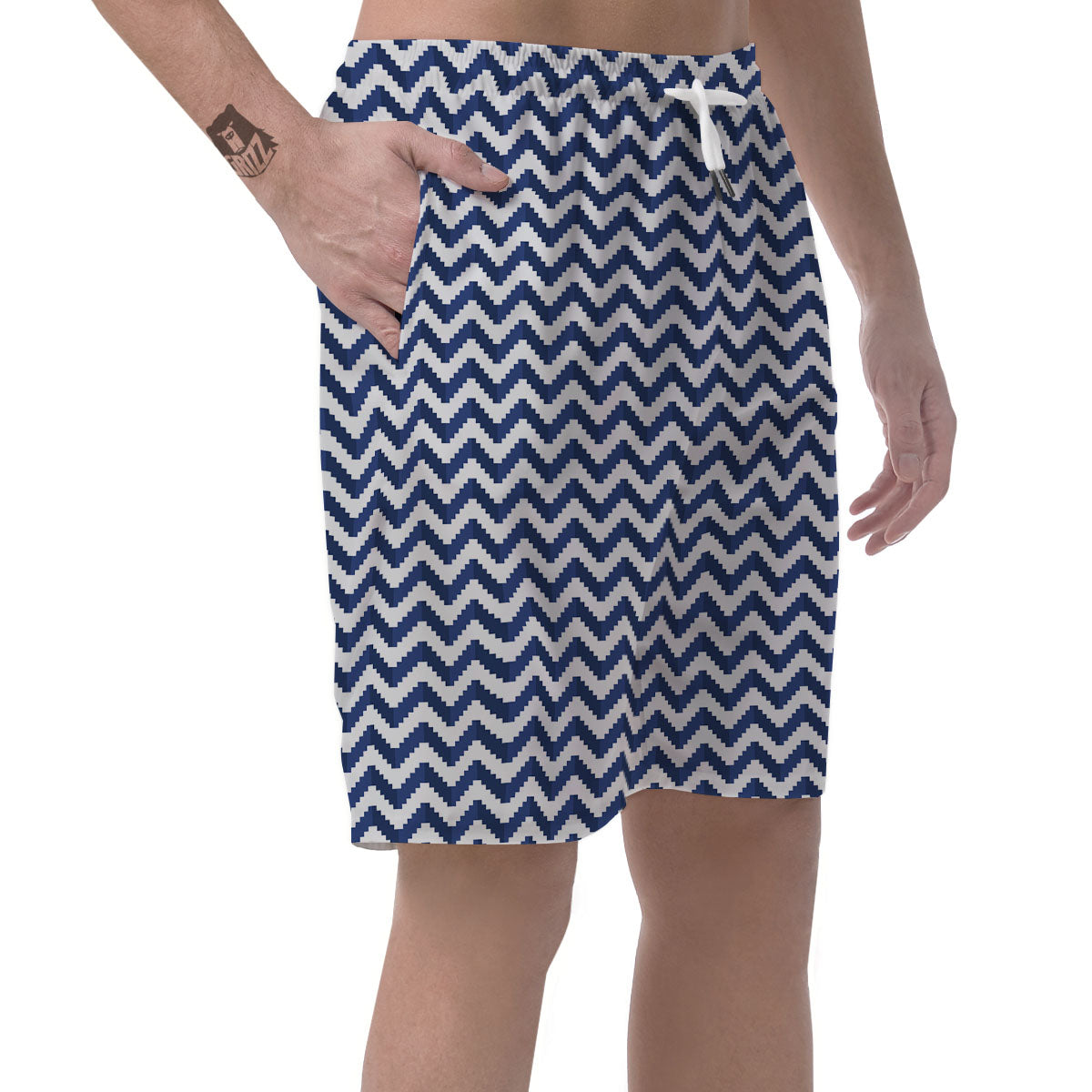 Pixel Zigzag Print Pattern Men's Shorts-grizzshop